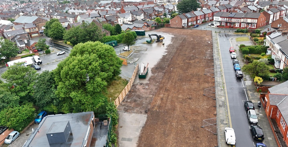 aerial image of the Seaview Road site in Liscard, courtesy of Freeleys