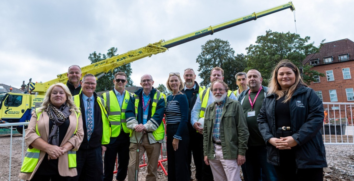 Magenta Living’s Paul McGrady alongside Cllr Paula Basnett, Leader of Wirral Council, and partners on site.