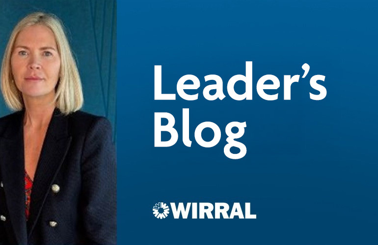 Image of Leader of Wirral Council - Councillor Paula Basnett with text Leader's blog