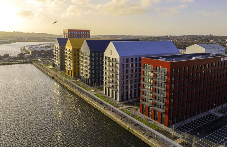 millers quay drone image from february 2025 courtesy of peel waters